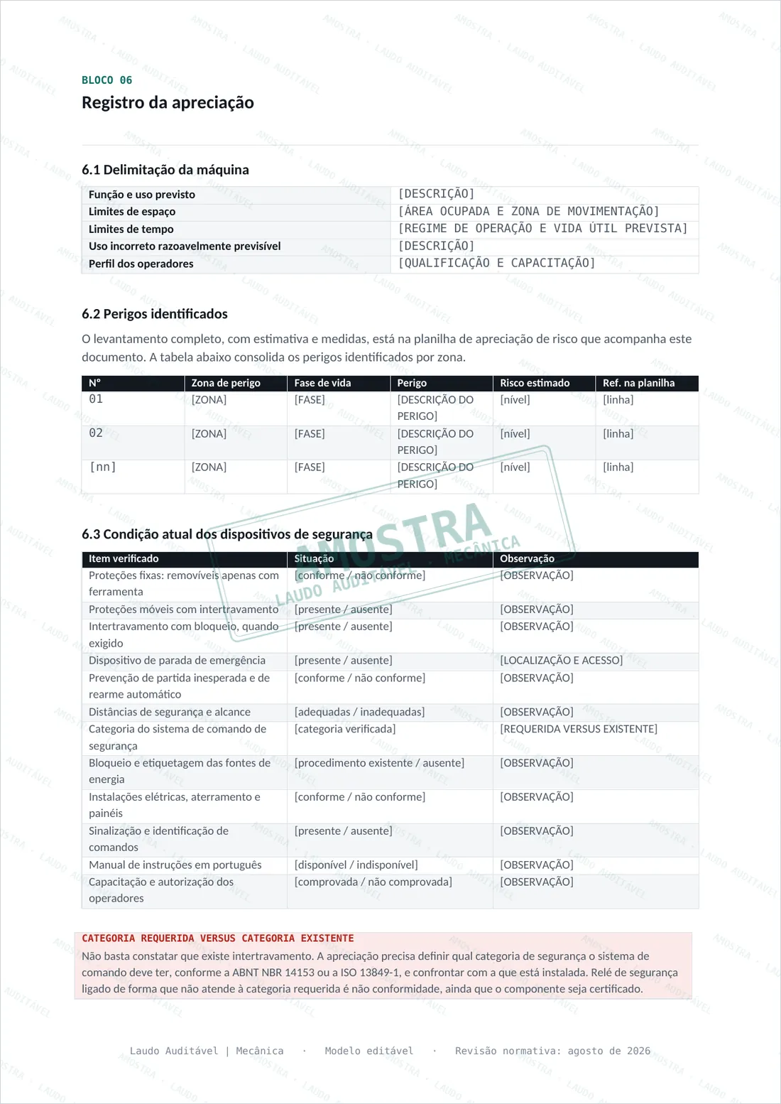 Planilha de apreciação de risco NR-12